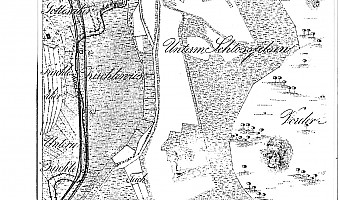 Fund aus der Berücksichtigung historischer Quellen: Historische Karte der Begradigung der Bära